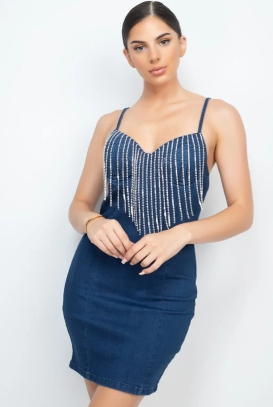Denim Rhinestone MIni Dress