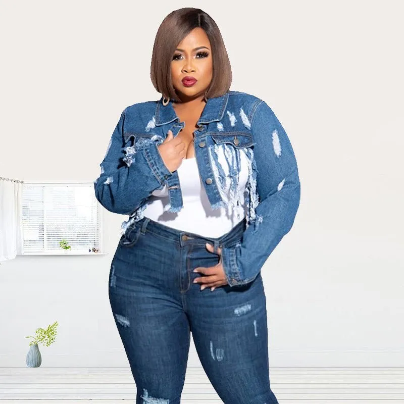 Denim Tassel  blouses denim