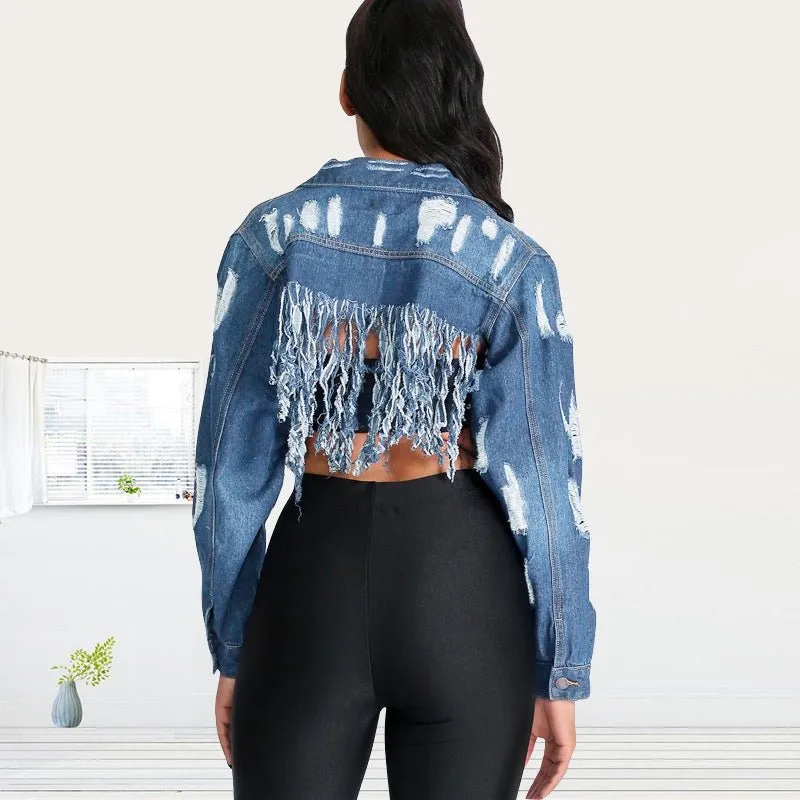 Denim Tassel  blouses denim