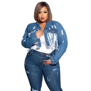 Denim Tassel  blouses denim