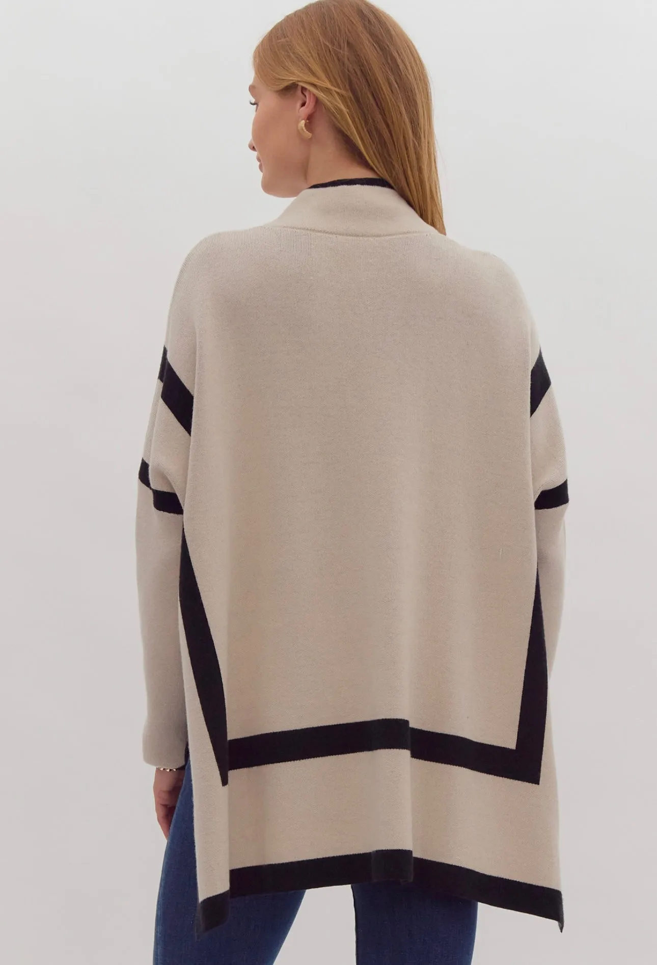 Ecru & Black Tunic Sweater