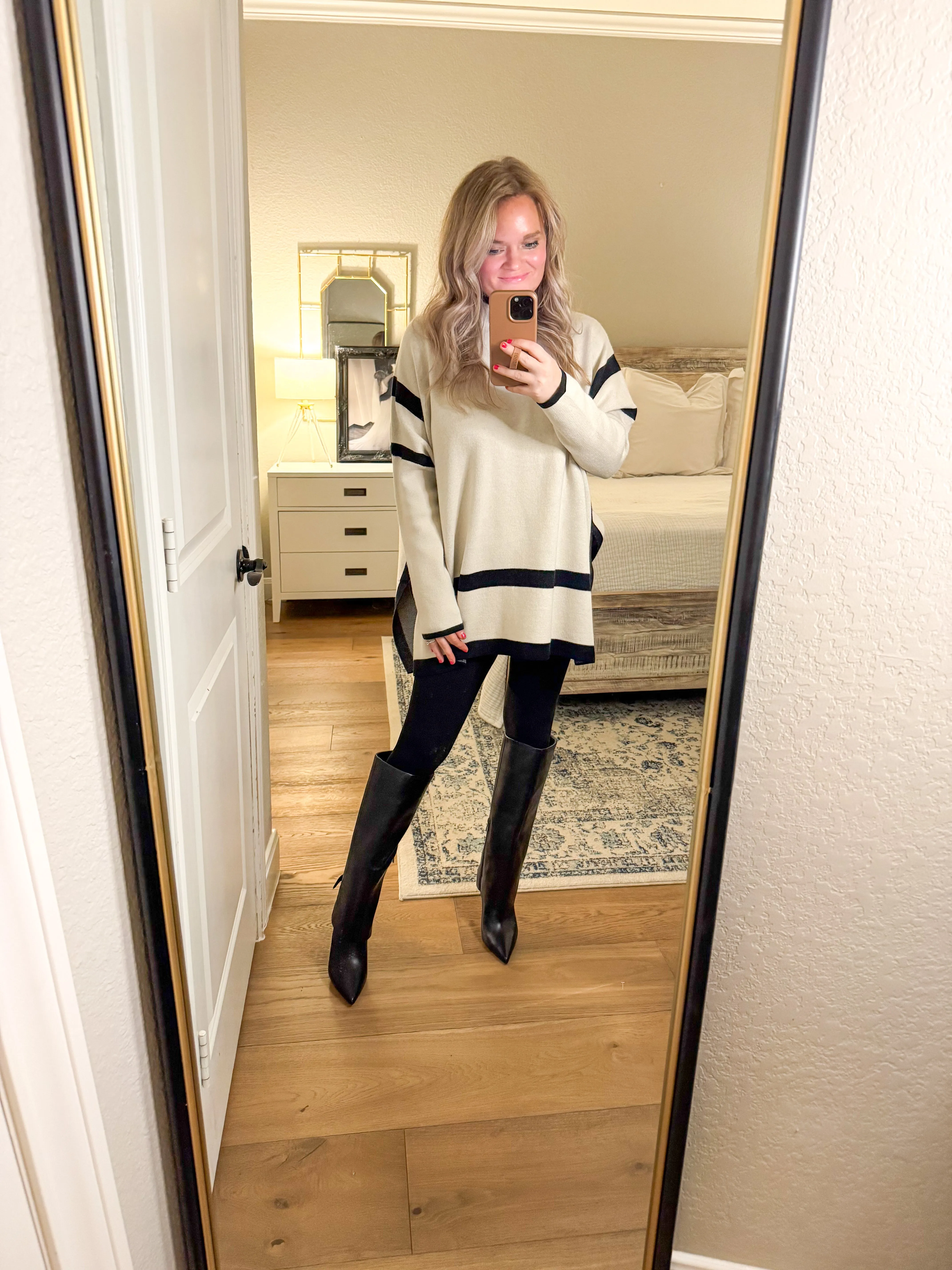 Ecru & Black Tunic Sweater