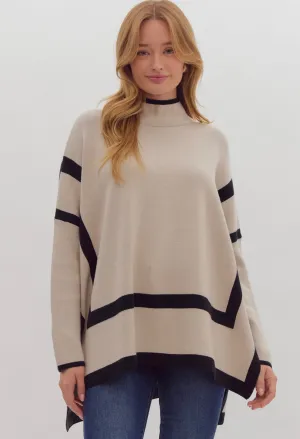 Ecru & Black Tunic Sweater