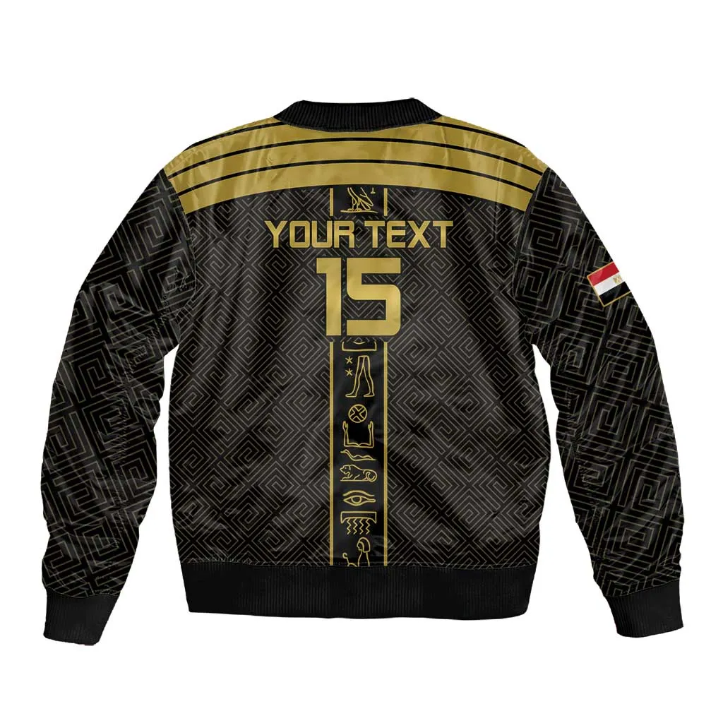 Egyptian Football Custom Sleeve Zip Bomber Jacket Yalla Masr - Black Ver LT15