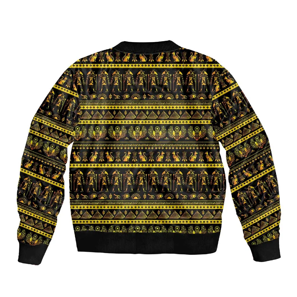 Egyptian God of The Sun Eye of Ra Sleeve Zip Bomber Jacket LT9