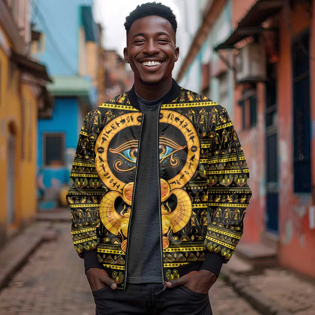Egyptian God of The Sun Eye of Ra Sleeve Zip Bomber Jacket LT9