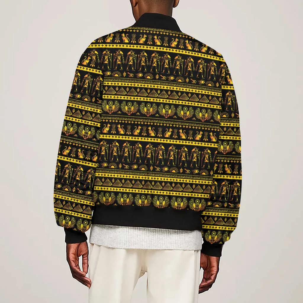 Egyptian God of The Sun Eye of Ra Sleeve Zip Bomber Jacket LT9