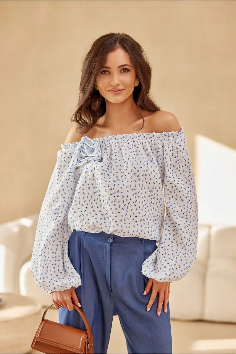 Elegant Puff-Sleeve Adjustable Blouse