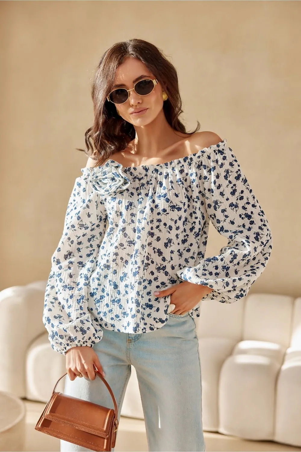 Elegant Puff-Sleeve Adjustable Blouse