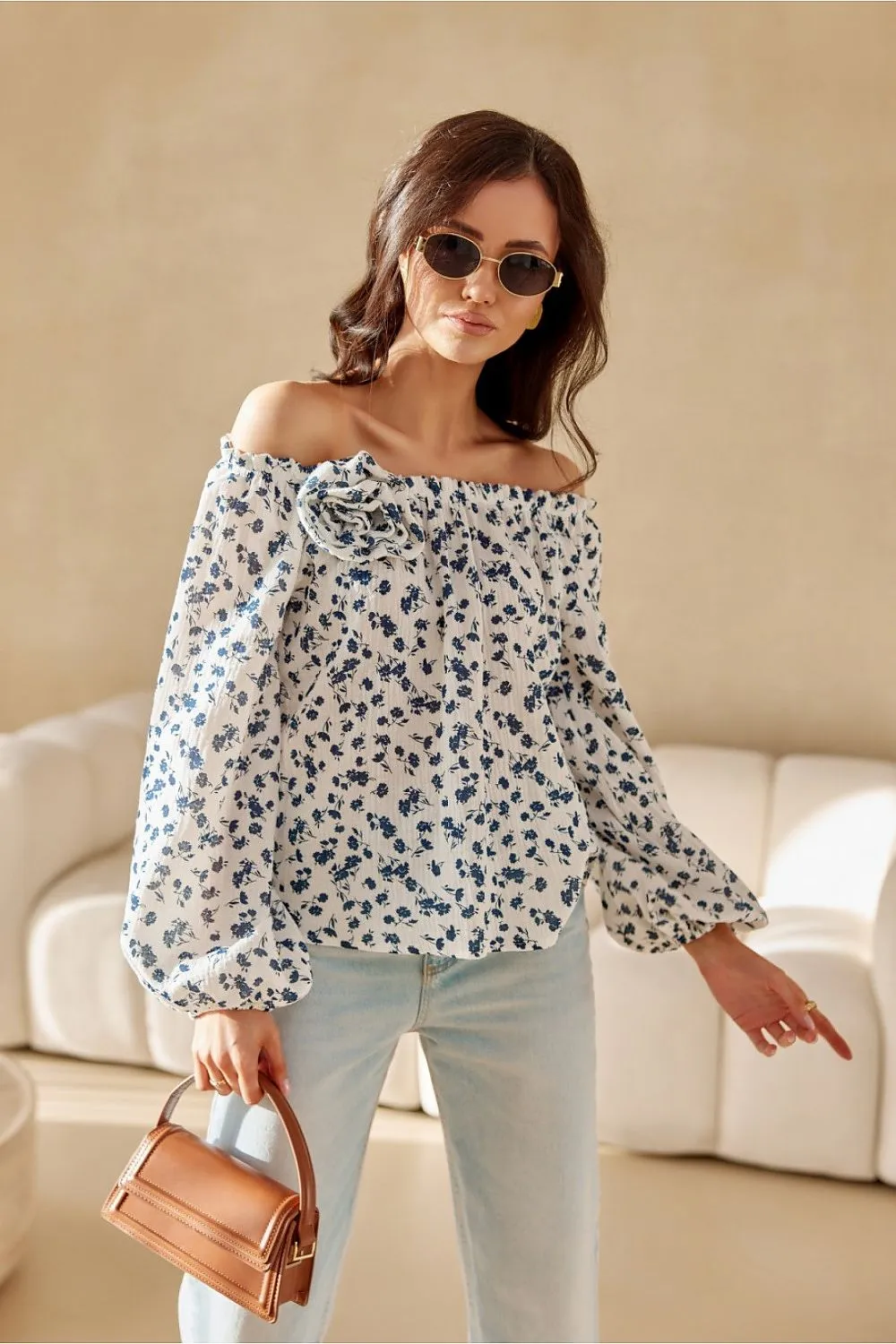 Elegant Puff-Sleeve Adjustable Blouse