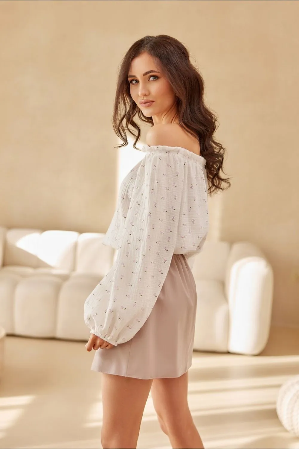 Elegant Puff-Sleeve Adjustable Blouse