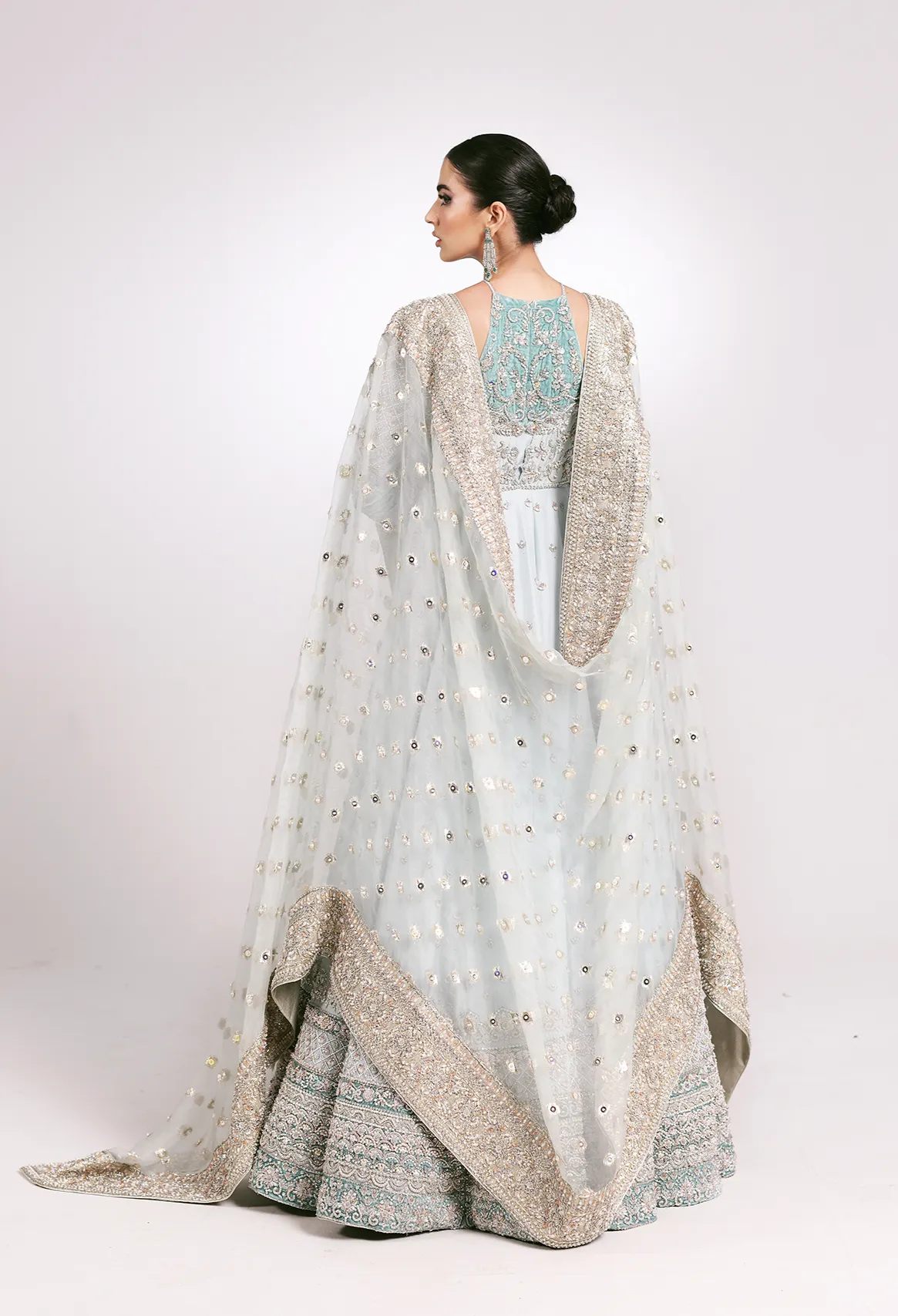 Embellished Pakistani Bridal Dress in Pishwas Style