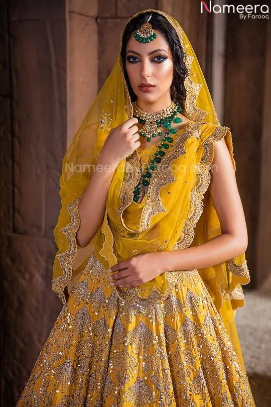 Embroidered Designers Yellow Lehenga Choli #BN836