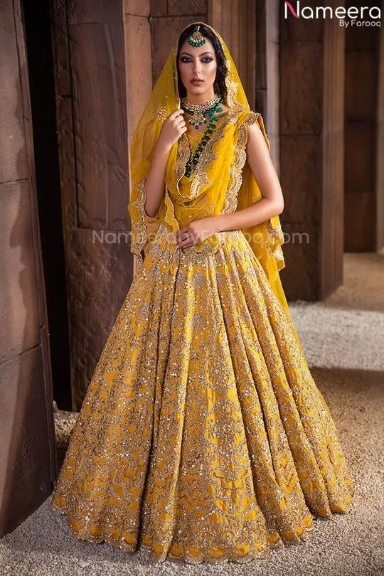 Embroidered Designers Yellow Lehenga Choli #BN836