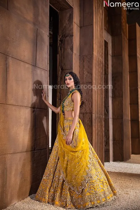 Embroidered Designers Yellow Lehenga Choli #BN836