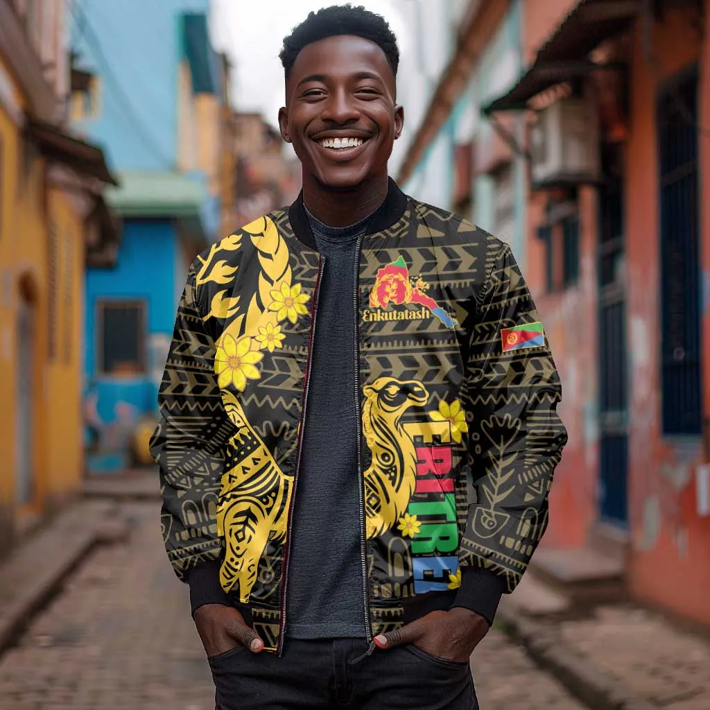 Enkutatash Eritrea New Year Bomber Jacket Eritrean Camel African Pattern LT01