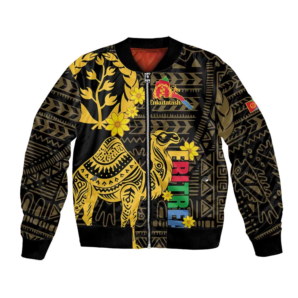 Enkutatash Eritrea New Year Bomber Jacket Eritrean Camel African Pattern LT01