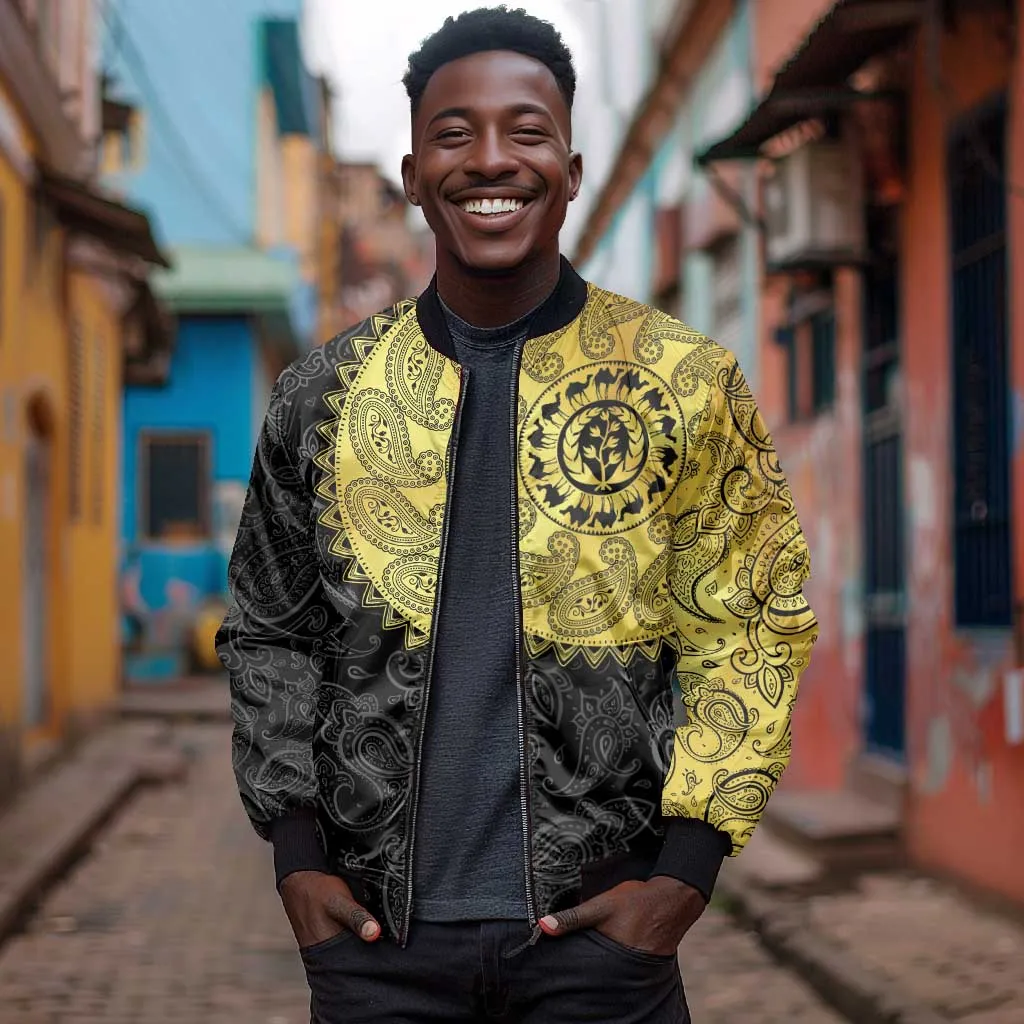 Eritrea African Tribal Mix Paisley Pattern Bomber Jacket Chest Arm Tattoo LT15