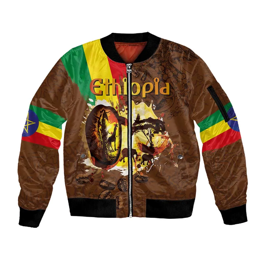 Ethiopia's Pride - Coffee Culture Sleeve Zip Bomber Jacket LT03