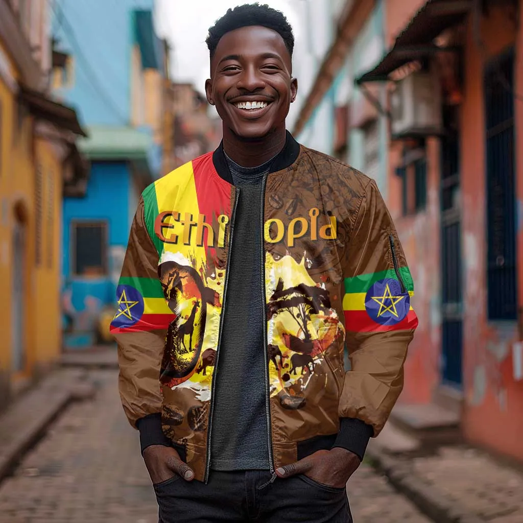 Ethiopia's Pride - Coffee Culture Sleeve Zip Bomber Jacket LT03