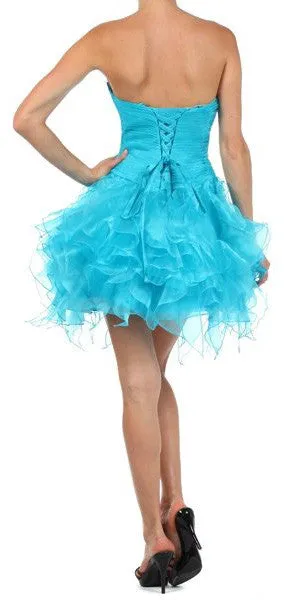 Eureka 2273 Ruffled Skirt Strapless Short Poofy Dress