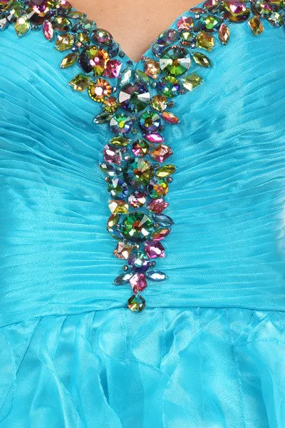 Eureka 2273 Ruffled Skirt Strapless Short Poofy Dress