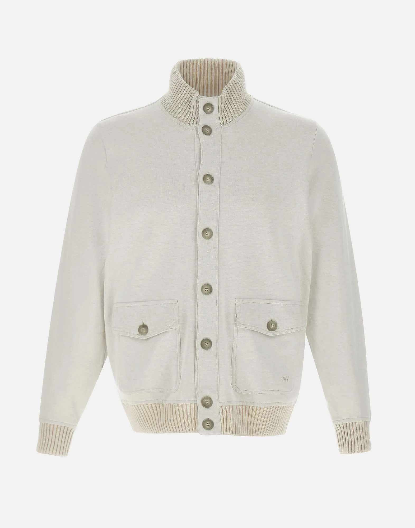 Fay Double Cotton Bomber Jacket In Sand