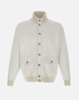 Fay Double Cotton Bomber Jacket In Sand