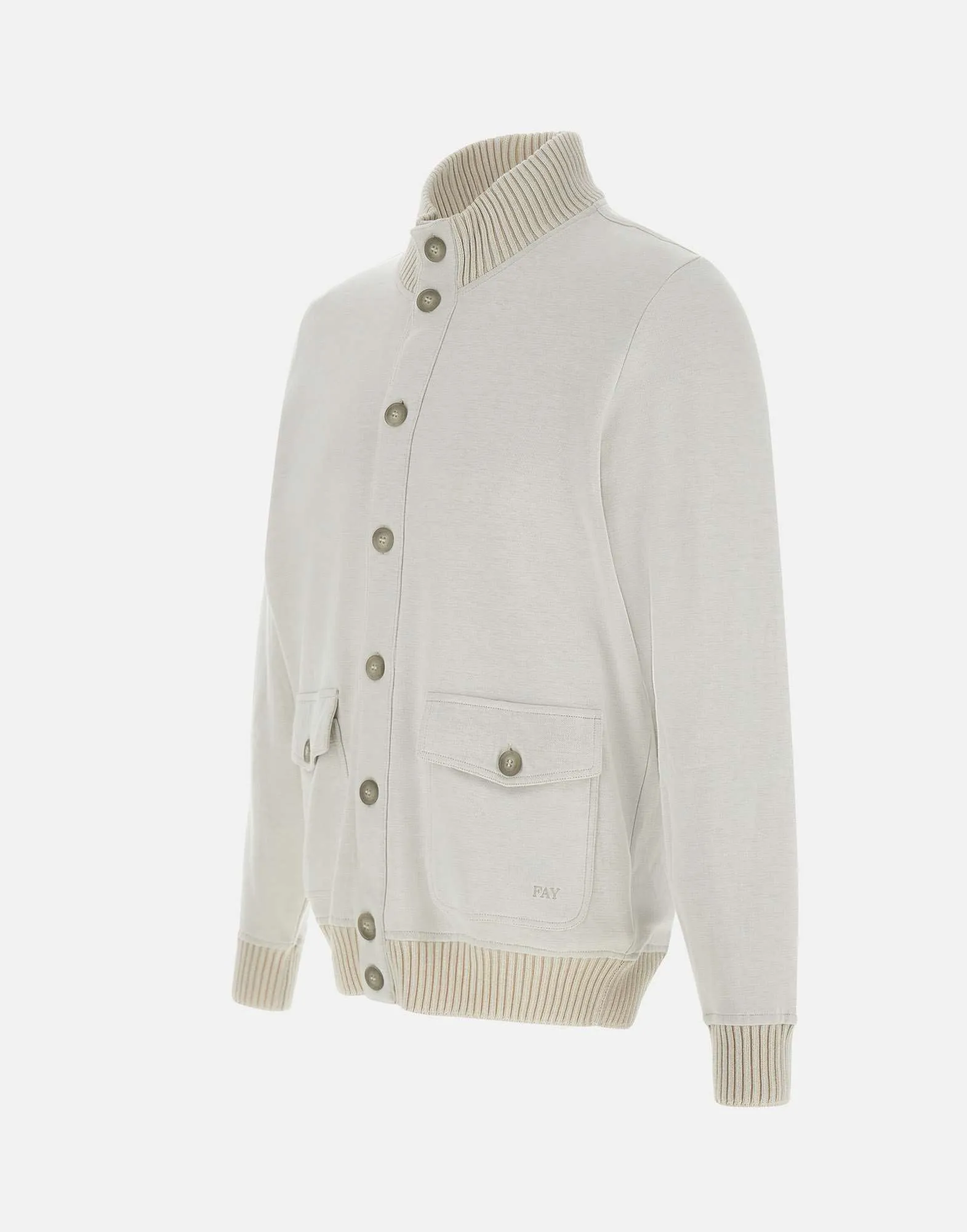 Fay Double Cotton Bomber Jacket In Sand