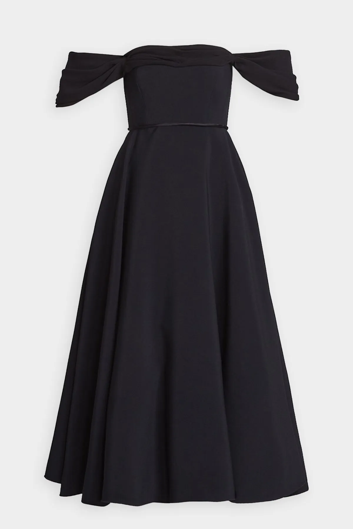 Flared Off-The-Shoulder Gown in Black