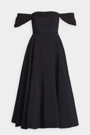 Flared Off-The-Shoulder Gown in Black