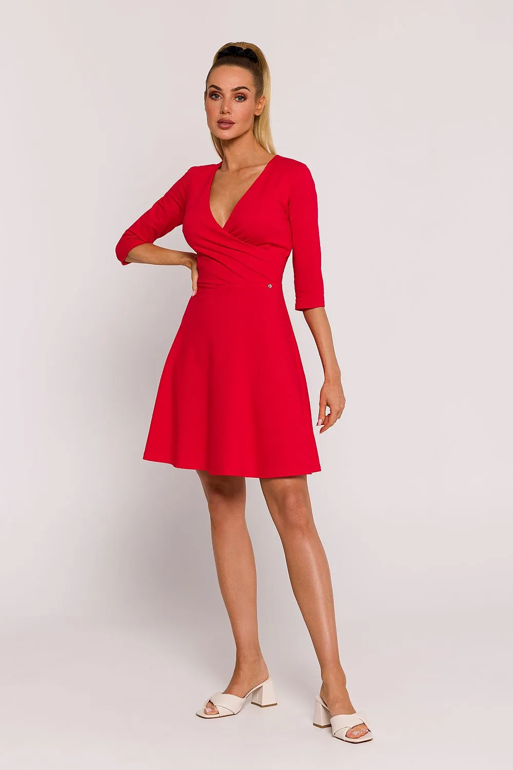 Flared Overlap Dress with Logo