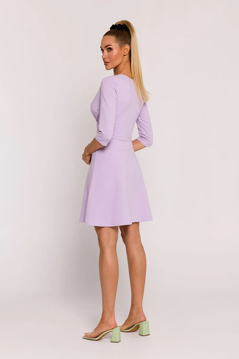Flared Overlap Dress with Logo