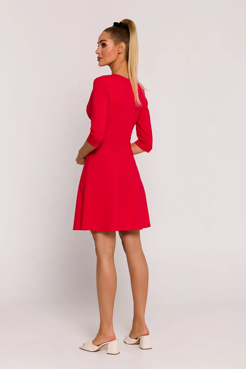 Flared Overlap Dress with Logo