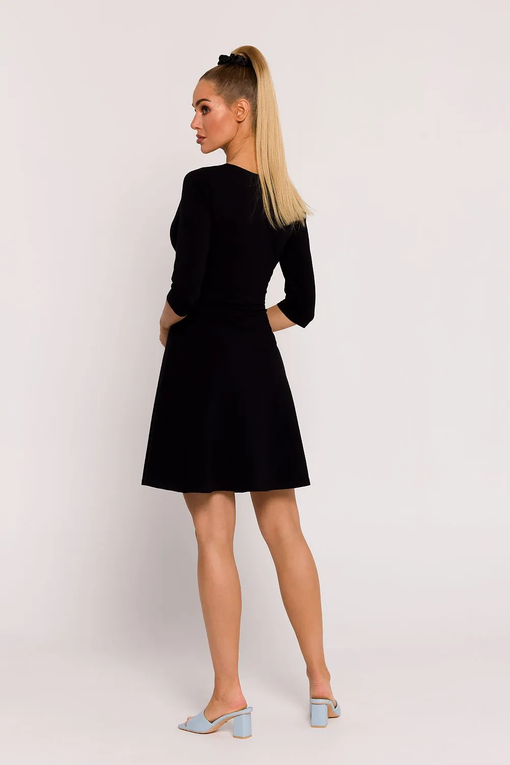 Flared Overlap Dress with Logo