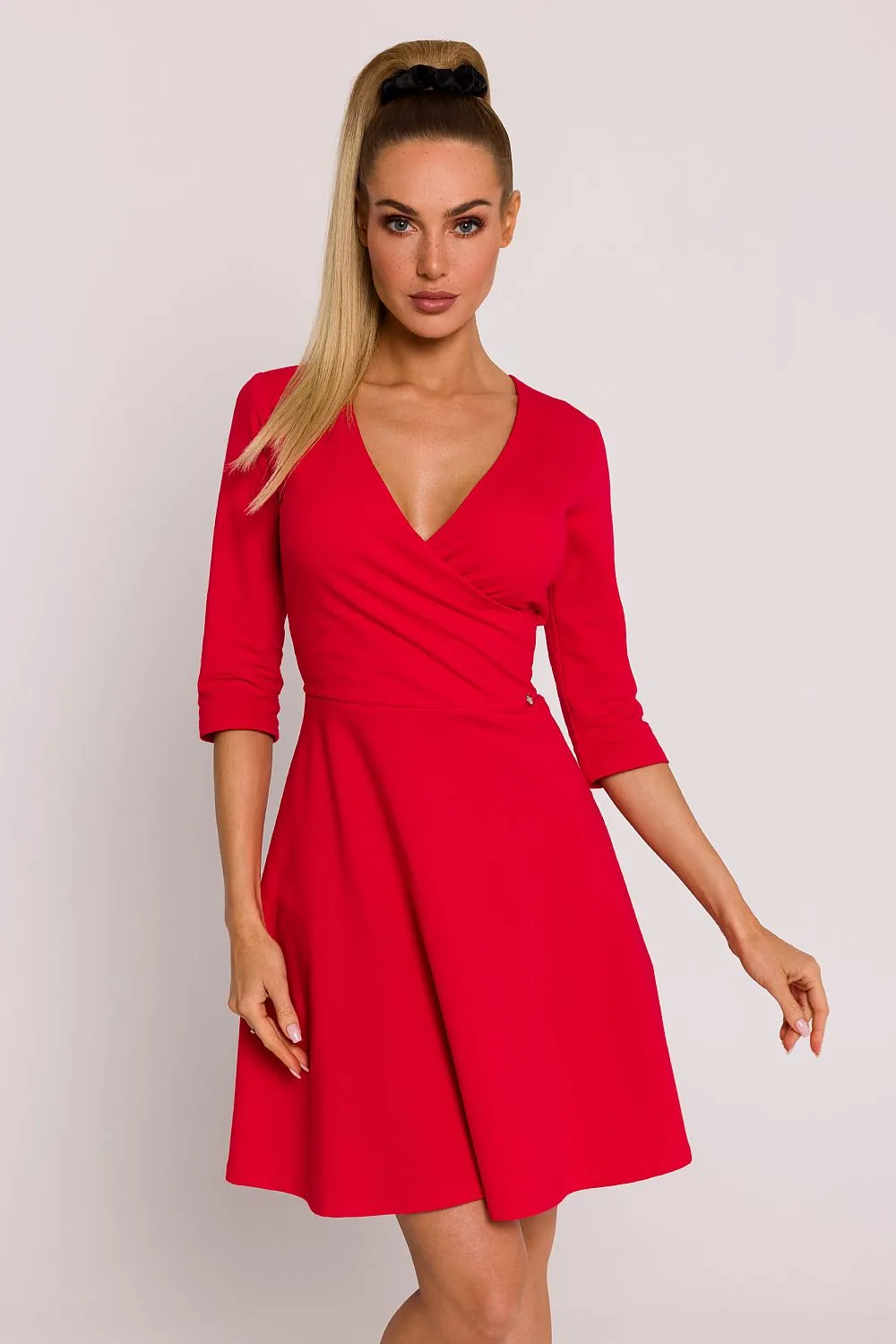 Flared Overlap Dress with Logo