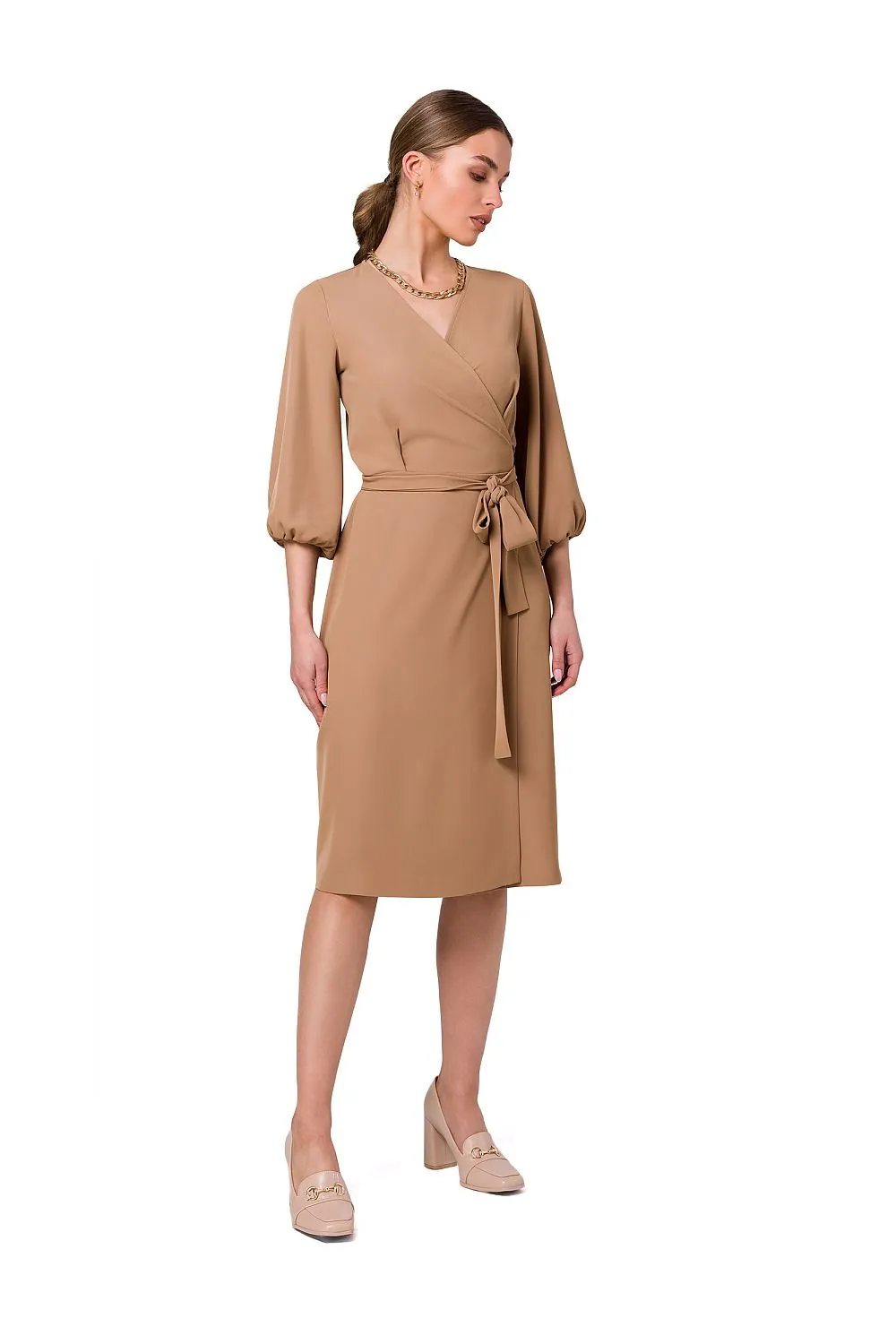 Flared Overlap Waist Dress