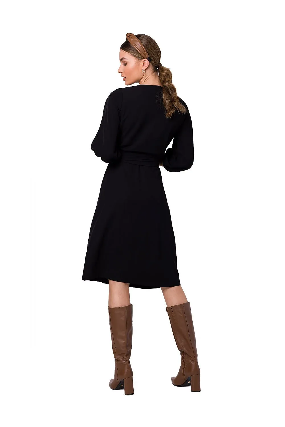 Flared Overlap Waist Dress