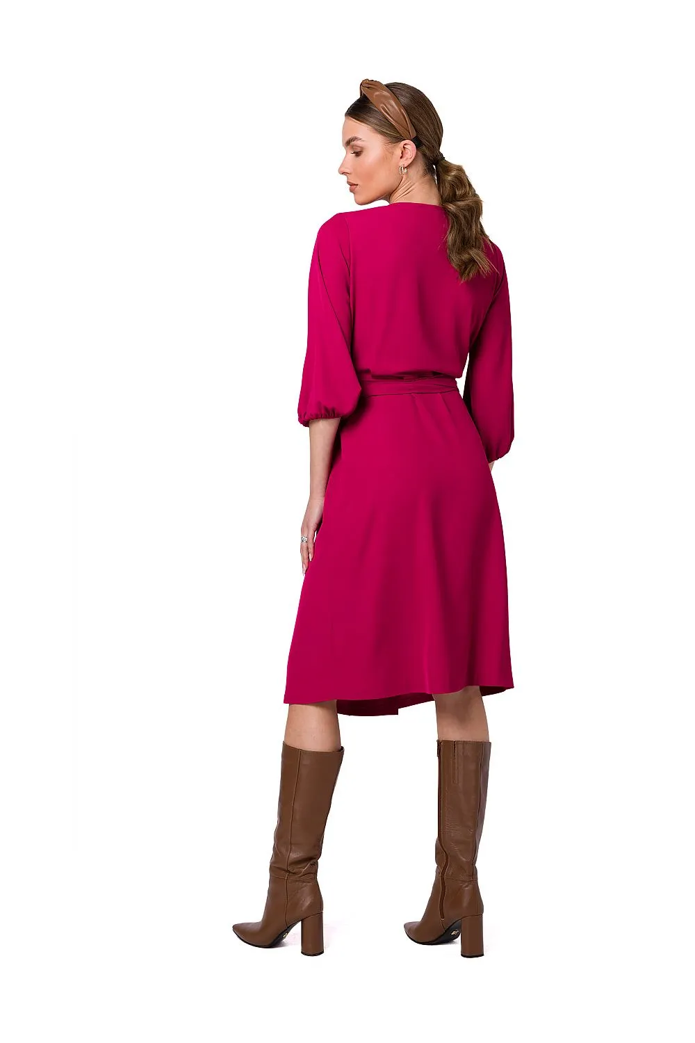 Flared Overlap Waist Dress