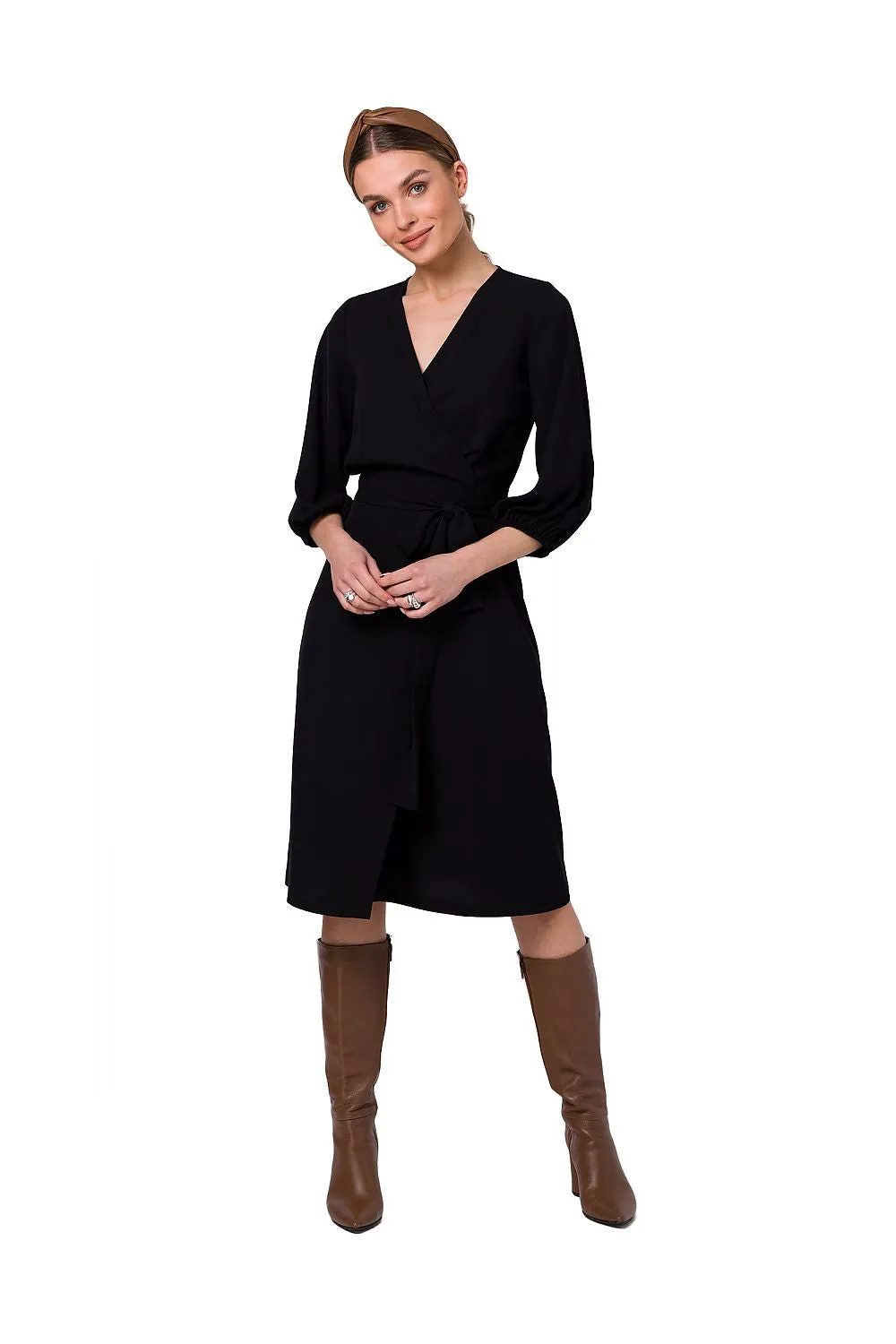 Flared Overlap Waist Dress