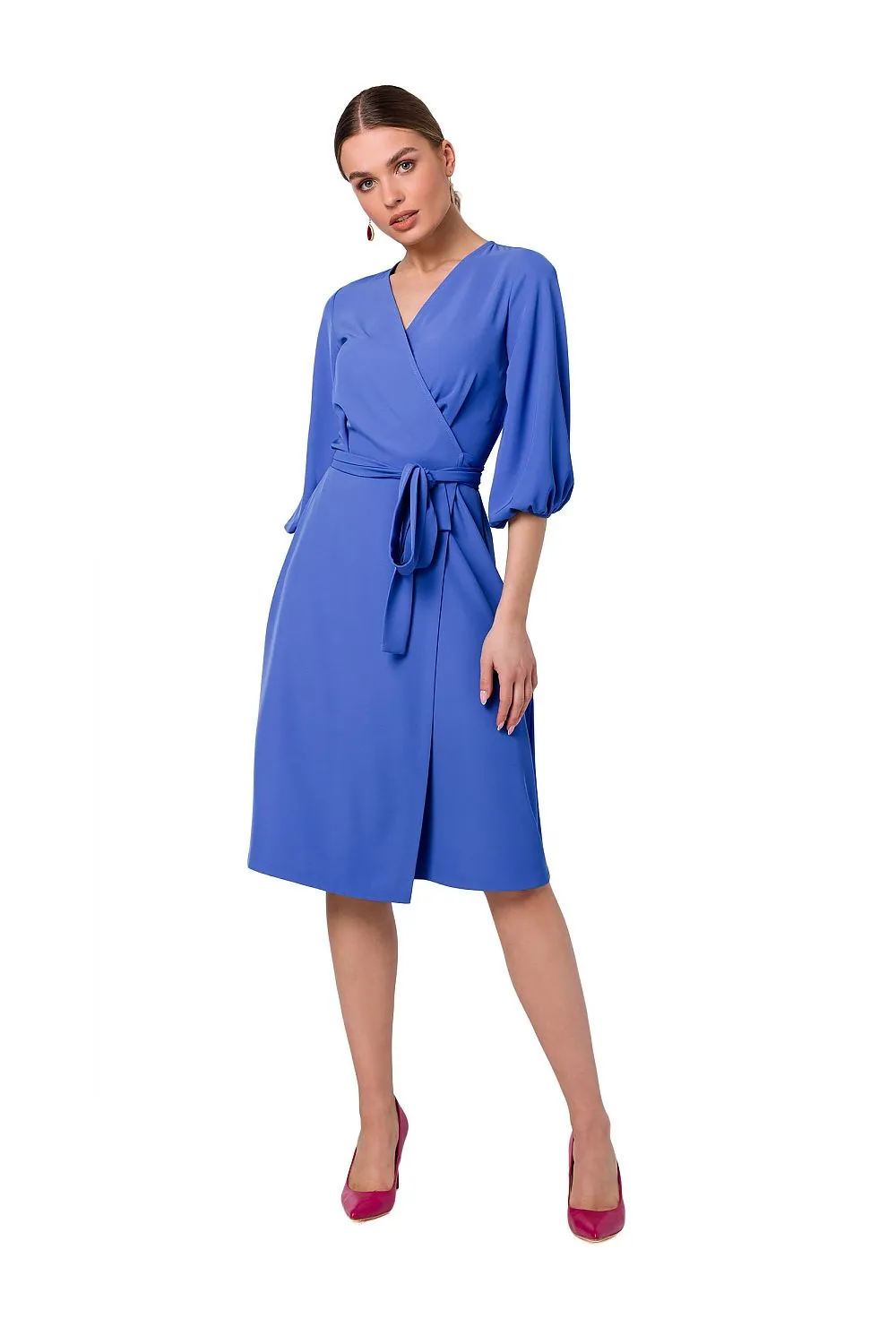 Flared Overlap Waist Dress