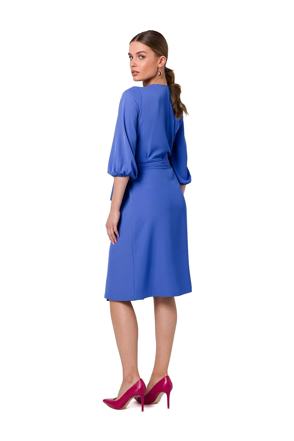 Flared Overlap Waist Dress