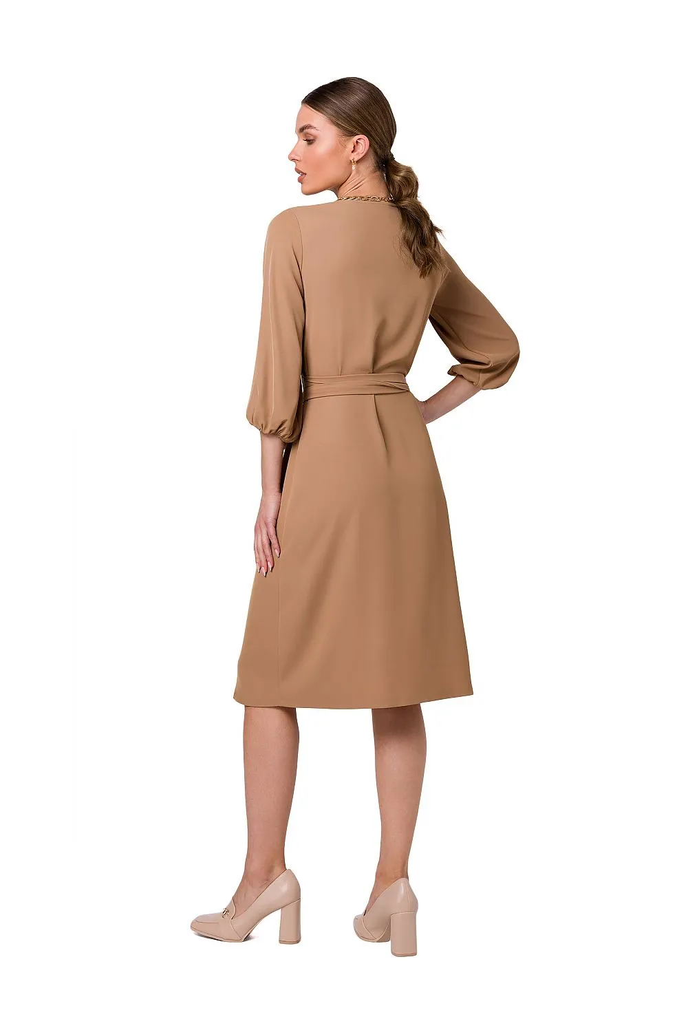 Flared Overlap Waist Dress