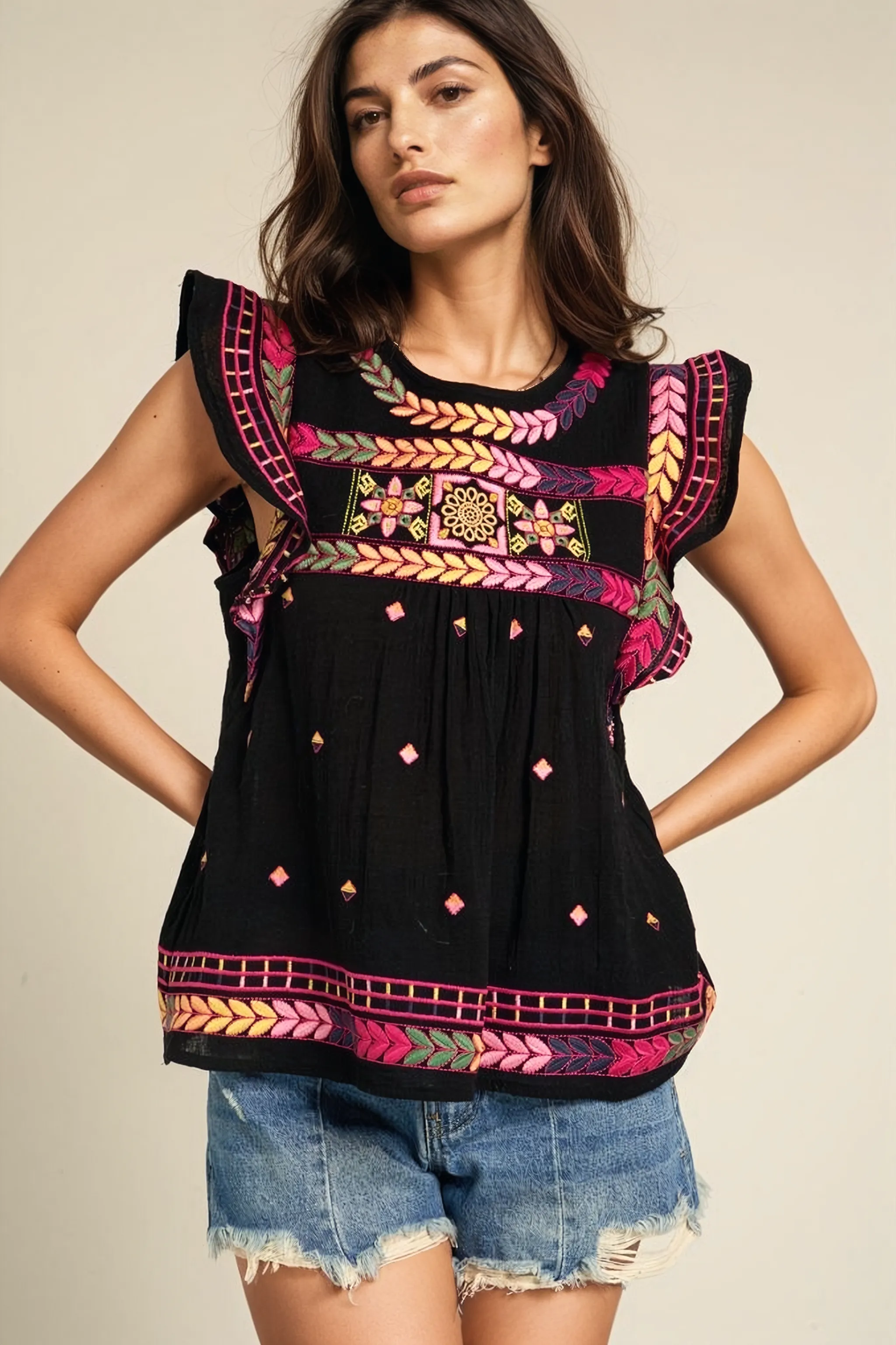 FLUTTER SLEEVE BLOUSE