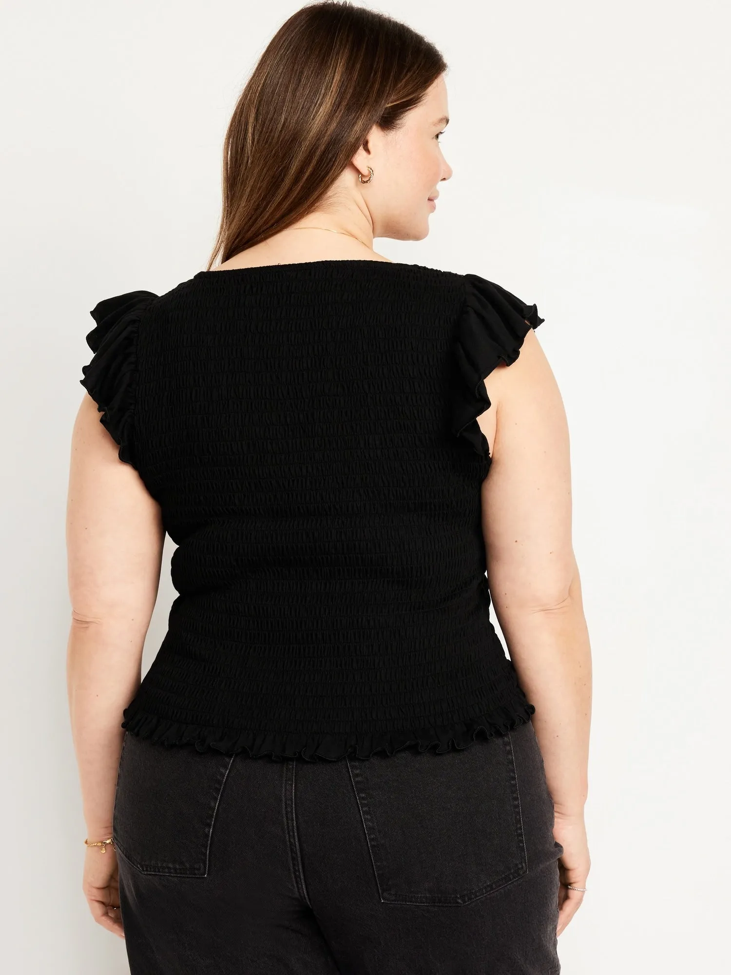 Flutter-Sleeve Smocked Top