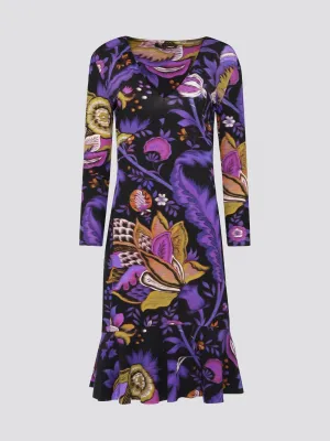 Foliage Plunge Flared Dress