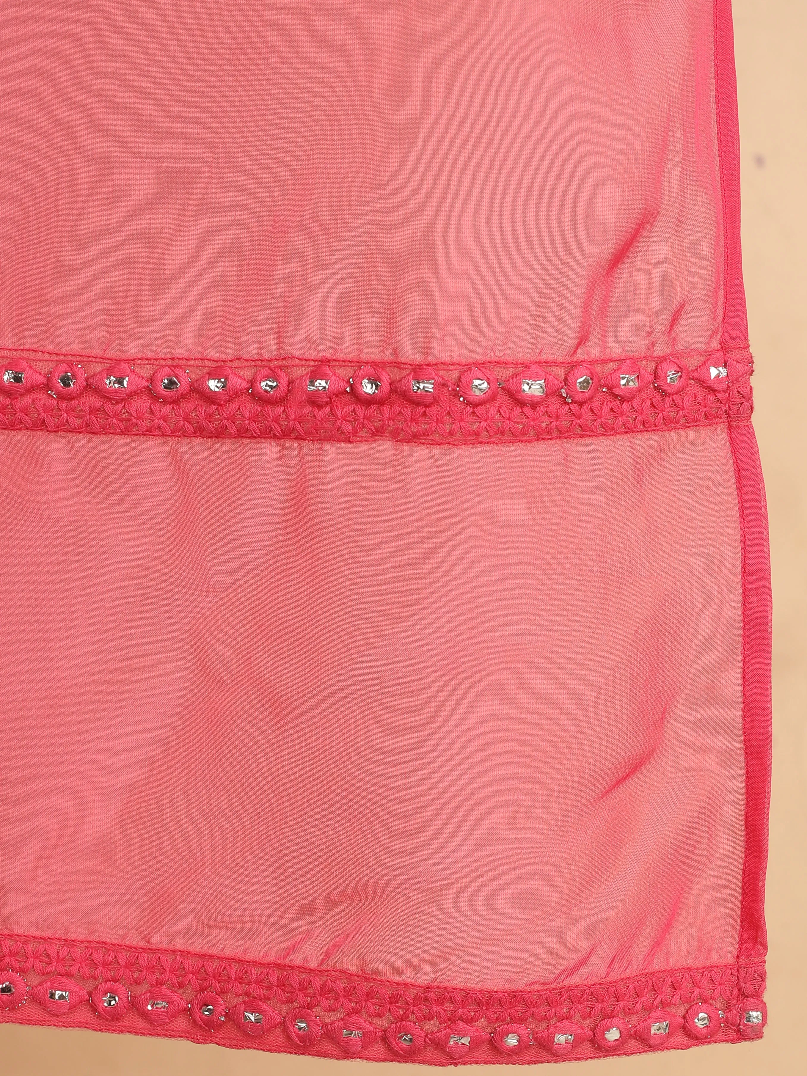 Fuchsia Animal Print Flared Kurta With Dupatta