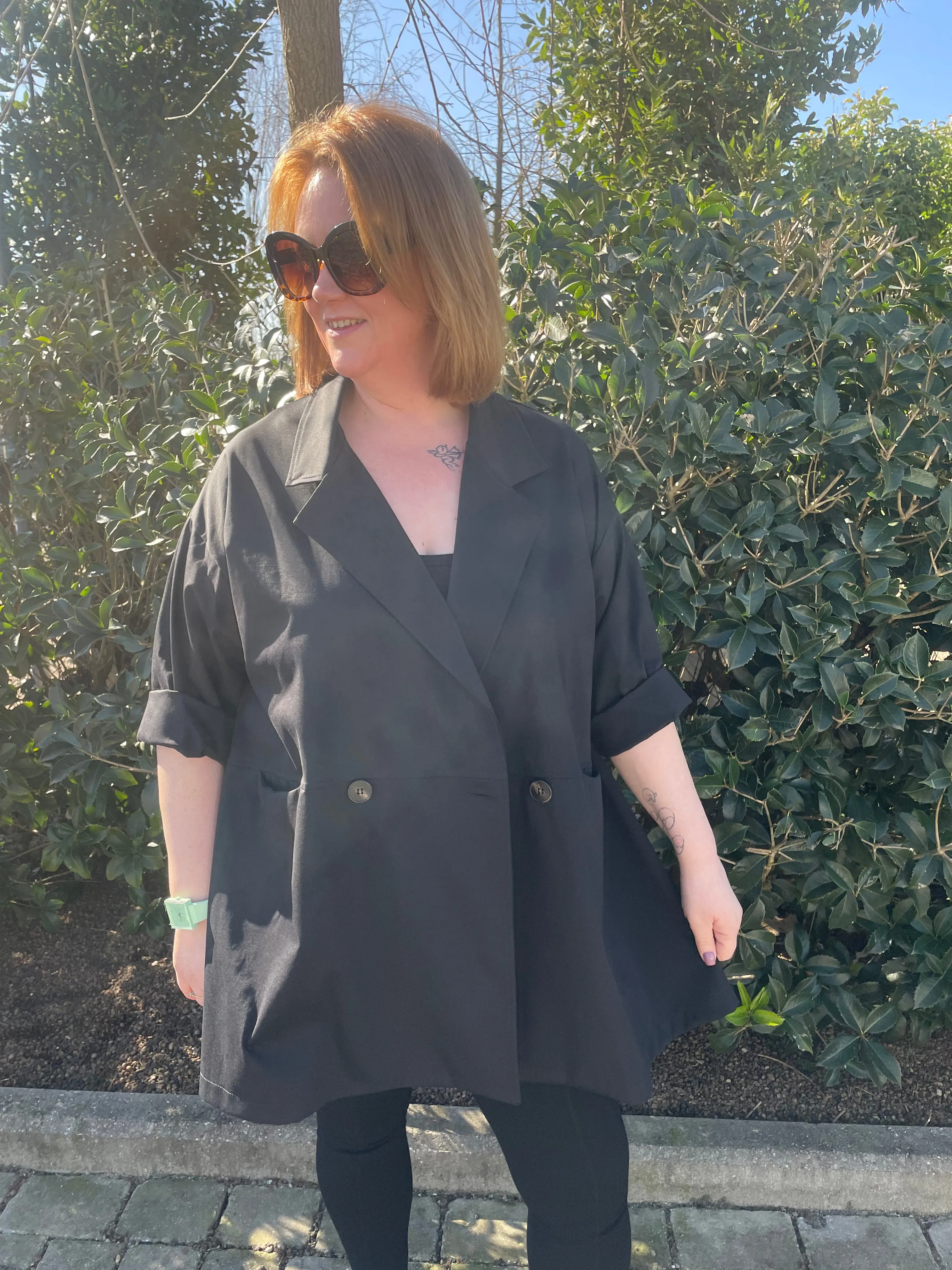 Gabby Short Trench Coat | Black