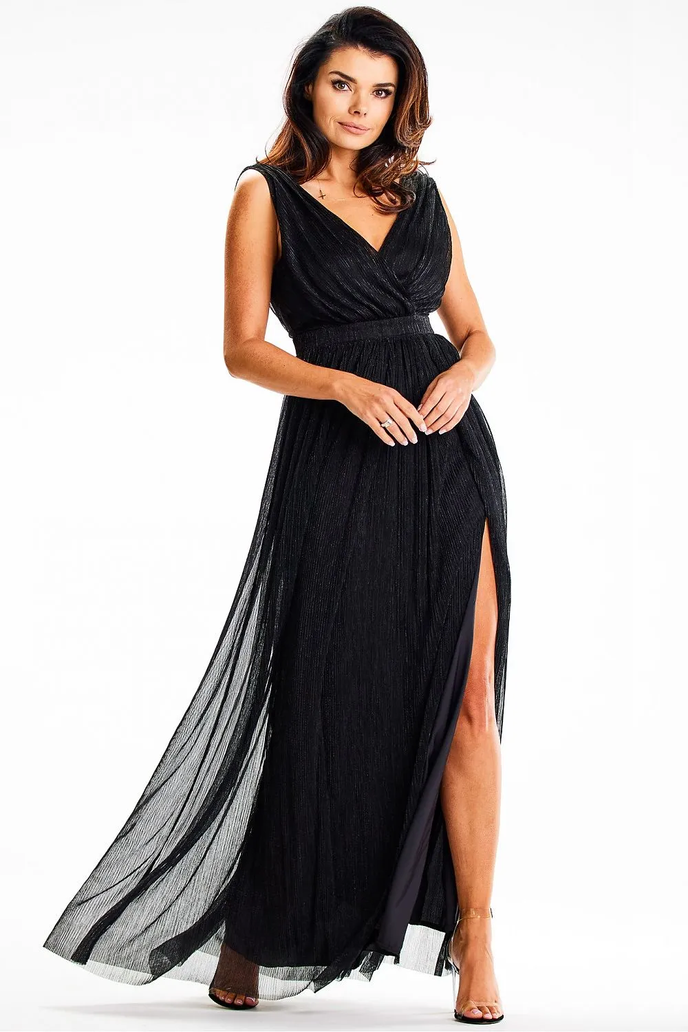 Gently Flared Front Slit Maxi Dress