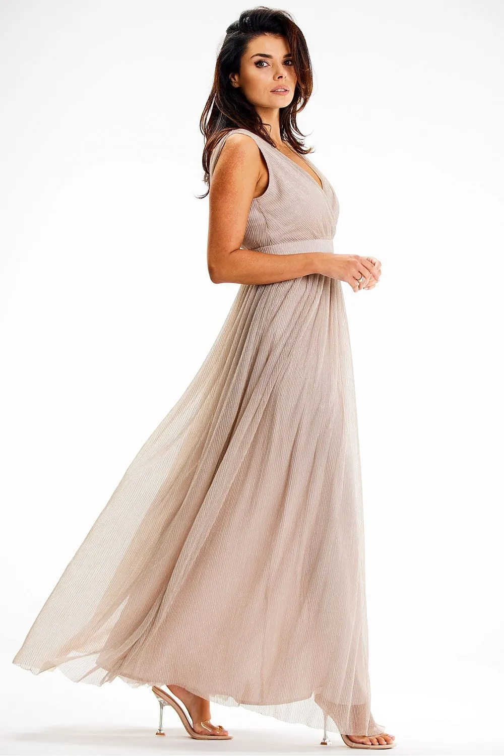 Gently Flared Front Slit Maxi Dress